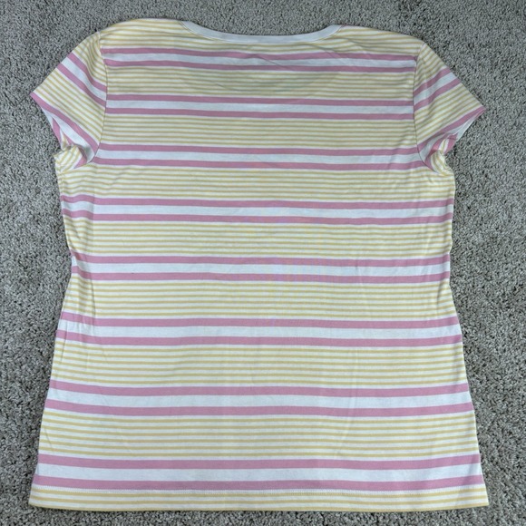 Tommy Hilfiger T Shirt Womens Short Sleeve Striped Pink Yellow Cotton Size XXL - Picture 5 of 7